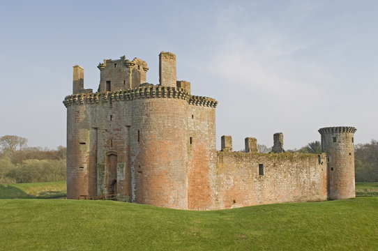 Moated medieval stronghold of Caerlaverock Castle, Dumfries and Galloway, Scotland