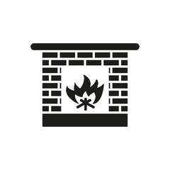 Fireplace icon. Hearth and chimney, fire, mantelpiece, heat symbol. Flat design. Stock - Vector illustration