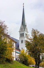Neo Gothic Parish Church of Saint Martin at Bled lake