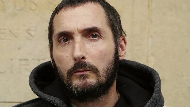 Close-up of an homeless