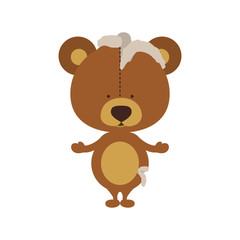 Toy teddy bear damaged icon. Childhood play fun cartoon and game theme. Isolated design. Vector illustration