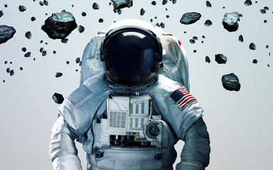 Astronaut in outer space modern minimalistic art. Elements of this image furnished by NASA © Vadimsadovski