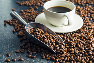 Roasted coffee beans.