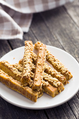 Crispy bread sticks.
