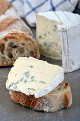 Morceau de bleu d'Auvergne sur une tartine