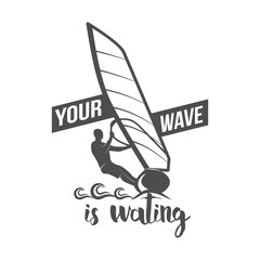 windsurfing badge, logo, design elements