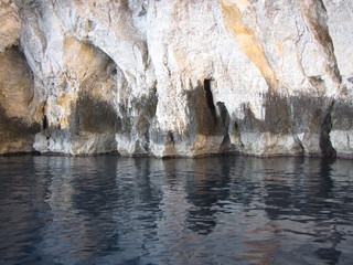 Rock like elephant legs in the blue grotto at malta 