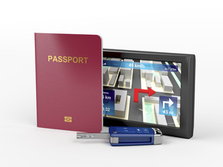 Passport, car key and navigation device