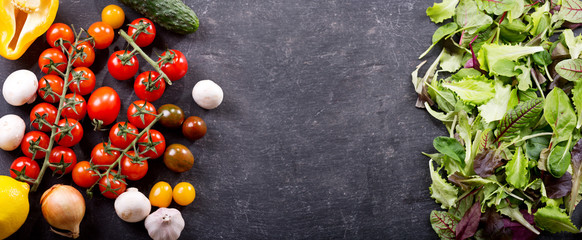 fresh salad with vegetables for cooking salad