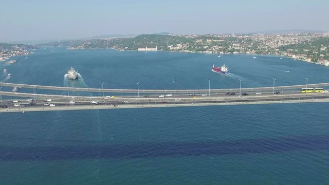 Aerial view of Istanbul bosphorus bridge
