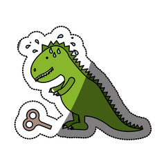 Toy dinosaur icon. Childhood play fun cartoon and game theme. Isolated design. Vector illustration