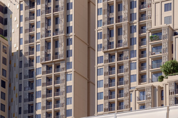 Apartment building / View of balconies of apartment building.