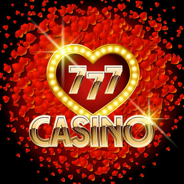 Vector casino poster with heart romantic theme