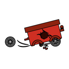 Toy cart damaged icon. Childhood play fun cartoon and game theme. Isolated design. Vector illustration