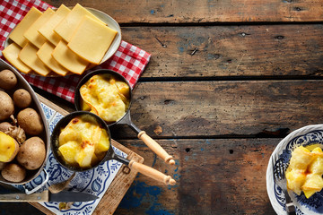 Regional Swiss cuisine with raclette cheese