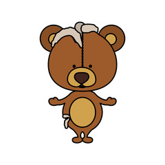 Toy teddy bear damaged icon. Childhood play fun cartoon and game theme. Isolated design. Vector illustration