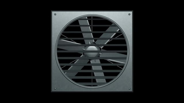 Industrial ventilator looped on trasparent background 3d illustration render