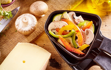Fresh ingredients for a Swiss raclette dinner