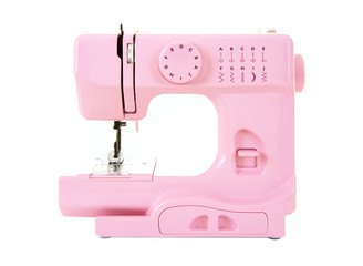 Pink Electric Sewing Machine on a white background