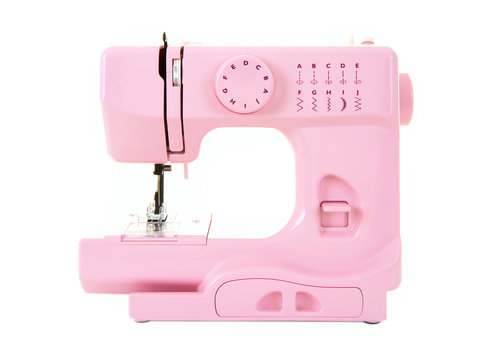 Cute Pink Sewing Machine Isolated on White Background Stock Vector -  Illustration of needle, machine: 238887469