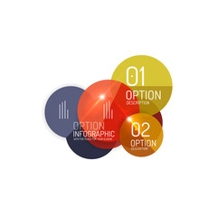 Geometric abstract composition with text and options