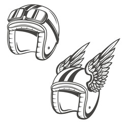 Baker helmet with wings. Design element for logo, label, emblem, sign, poster, t-shirt. Vector illustration.