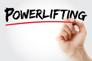 Hand writing Powerlifting with marker, concept background