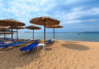 Summer morning beach (Chalkidiki, Greece).