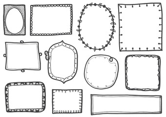 Set of doodle lines hand drawn frames vector illustration