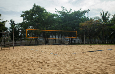 Fototapeta na wymiar Beach volleyball sports field in the city