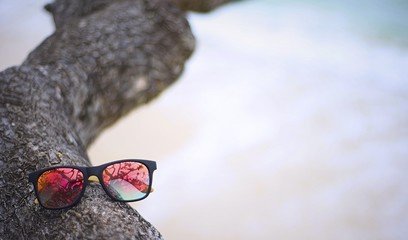 A carefree and joyful holiday beach vacation to North Shore Oahu, Hawaii, with colorful sunglasses
