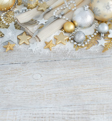 Silver and golden Christmas Table Setting