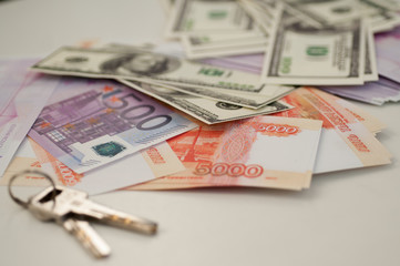 bank banknotes dollar, euro, ruble