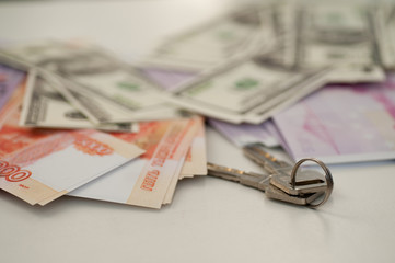 bank banknotes dollar, euro, ruble