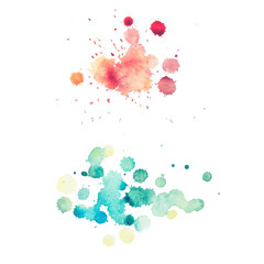 colorful retro vintage abstract watercolour aquarelle art hand paint on white background