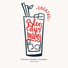 Modern hand drawn lettering label for cocktail.