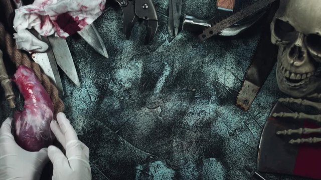 4k Horror and Bloody Composition of Blood Being injected in Raw Meat