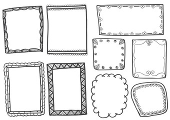 Set of doodle lines hand drawn frames vector illustration