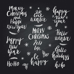 Christmas and New Year card design elements.