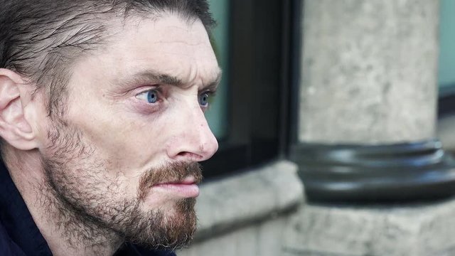 jobless in the street looking for charity