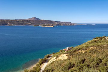 Fototapeta na wymiar Beautiful bay with turquoise water in western part of Crete island. Greece.