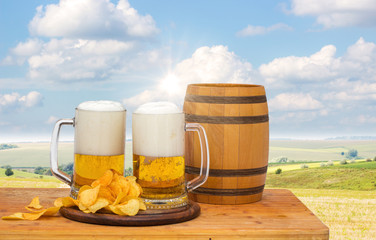 Fresh beer in nature