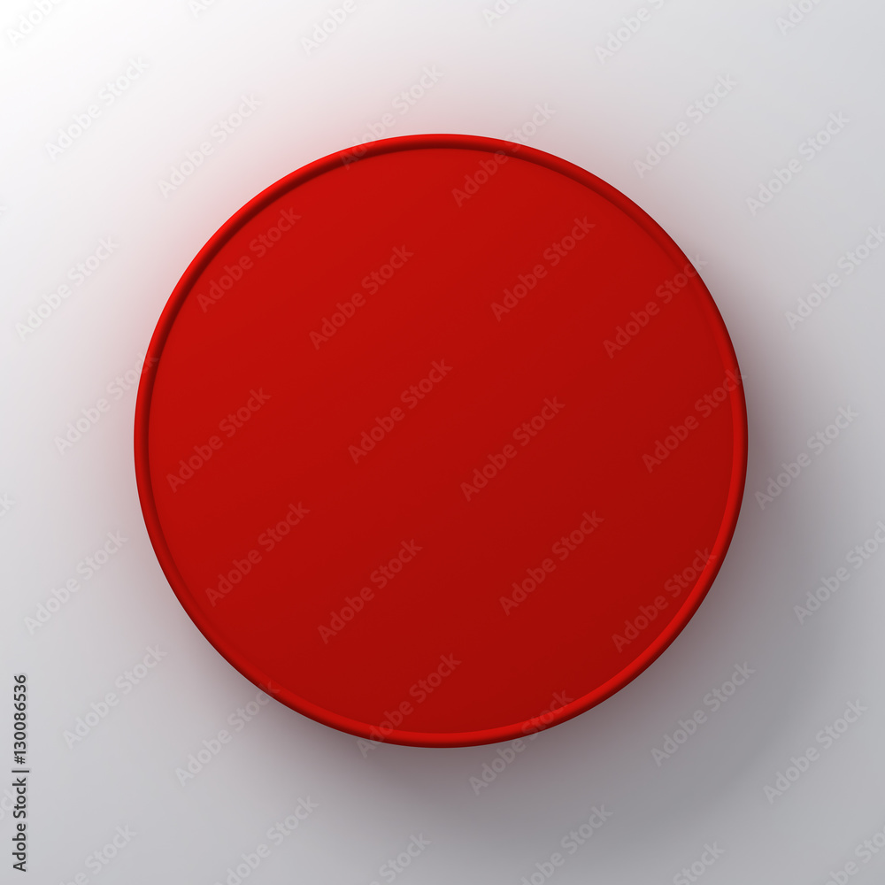 Leinwandbilder Blank round red signboard abstract on white wall background with shadow 3D rendering