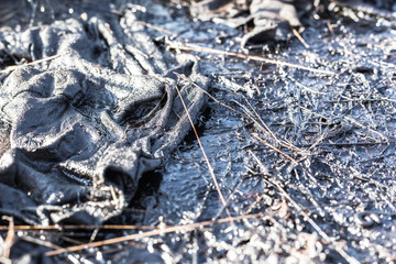 Crude oil on oil spill