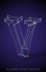 Vector illustration of a Multicolor sketched V. Hand drawn 3D V.