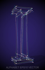 Vector illustration of a Multicolor sketched I. Hand drawn 3D I.