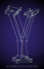 Vector illustration of a Multicolor sketched Y. Hand drawn 3D Y.