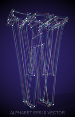 Vector illustration of a Multicolor sketched W. Hand drawn 3D W.