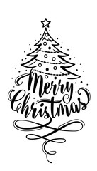 Vector illustration of merry christmas lettering text sign
