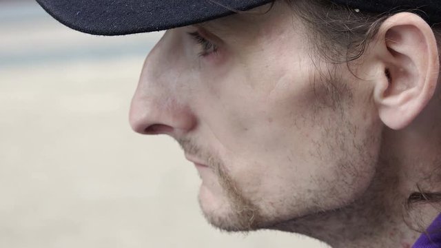 Homeless close-up portrait